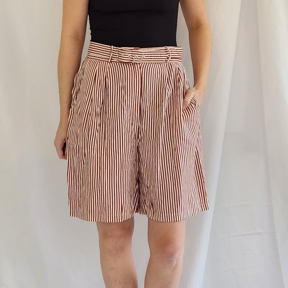 80s Does 40s Striped High Waist Shorts